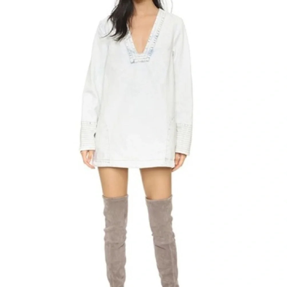 Free People Dreaming of Denim Cotton Tunic Top in Cloud Wash - NWT - Small